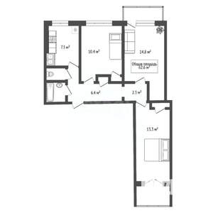 3-к квартира, вторичка, 63м2, 7/9 этаж