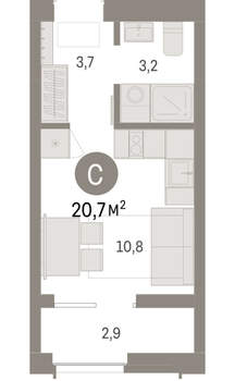 Студия квартира, вторичка, 21м2, 5/23 этаж