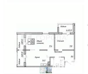 2-к квартира, вторичка, 56м2, 7/17 этаж