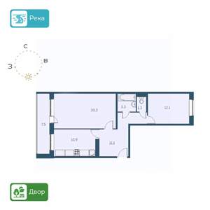 2-к квартира, вторичка, 59м2, 15/17 этаж