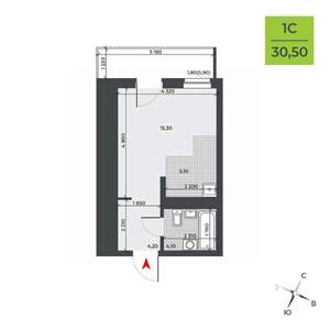 Студия квартира, вторичка, 31м2, 14/21 этаж