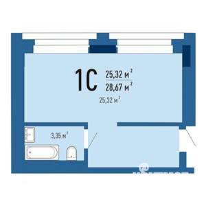 1-к квартира, вторичка, 28м2, 25/30 этаж