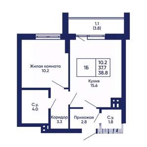 1-к квартира, вторичка, 39м2, 4/14 этаж