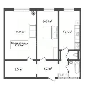 2-к квартира, вторичка, 76м2, 8/10 этаж