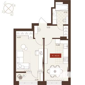 1-к квартира, вторичка, 41м2, 5/24 этаж