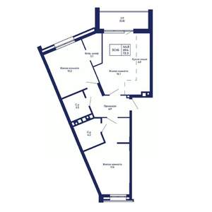 3-к квартира, вторичка, 72м2, 6/14 этаж