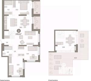 3-к квартира, вторичка, 171м2, 14/14 этаж