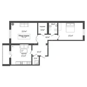 2-к квартира, вторичка, 80м2, 3/10 этаж