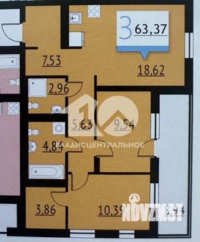 3-к квартира, вторичка, 63м2, 15/17 этаж