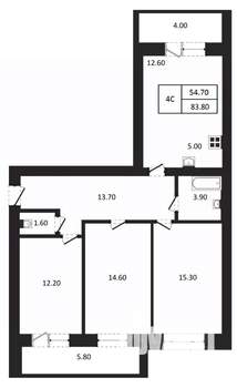 4-к квартира, вторичка, 84м2, 2/9 этаж