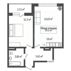 2-к квартира, вторичка, 39м2, 8/18 этаж