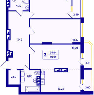 3-к квартира, вторичка, 99м2, 26/26 этаж