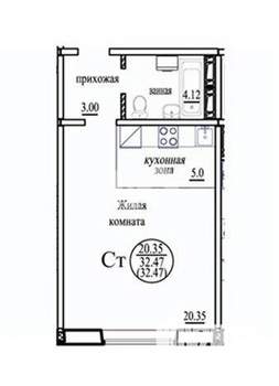 Студия квартира, вторичка, 33м2, 5/10 этаж