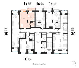 1-к квартира, вторичка, 45м2, 10/20 этаж