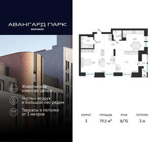 3-к квартира, вторичка, 79м2, 8/20 этаж