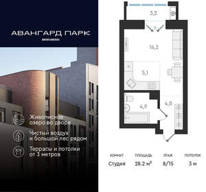 Студия квартира, вторичка, 28м2, 8/20 этаж