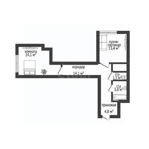2-к квартира, вторичка, 52м2, 1/10 этаж