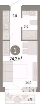 Студия квартира, вторичка, 24м2, 2/8 этаж