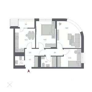 3-к квартира, вторичка, 76м2, 13/24 этаж