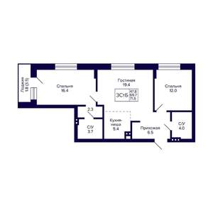 3-к квартира, вторичка, 72м2, 2/11 этаж