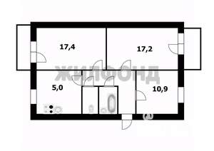 3-к квартира, вторичка, 61м2, 2/5 этаж
