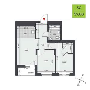 3-к квартира, вторичка, 58м2, 11/21 этаж