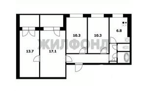 4-к квартира, вторичка, 70м2, 4/9 этаж