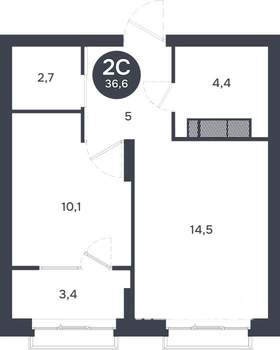 1-к квартира, строящийся дом, 37м2, 10/17 этаж