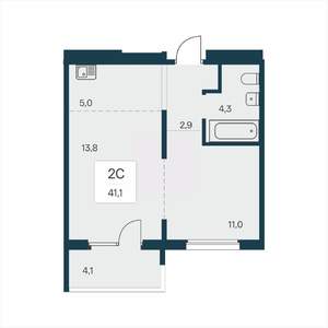 2-к квартира, вторичка, 41м2, 11/17 этаж