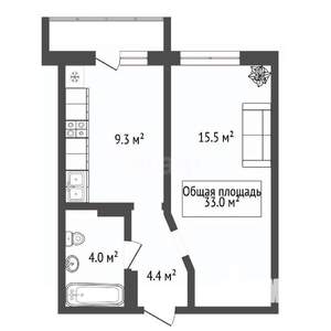 1-к квартира, вторичка, 33м2, 3/18 этаж