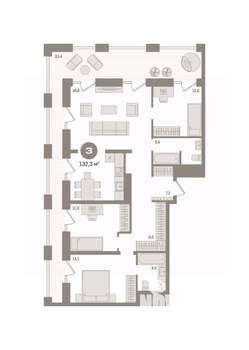 2-к квартира, вторичка, 132м2, 30/30 этаж