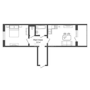 1-к квартира, вторичка, 56м2, 10/10 этаж