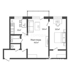 2-к квартира, вторичка, 44м2, 4/5 этаж