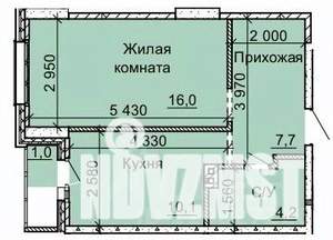 1-к квартира, строящийся дом, 39м2, 14/16 этаж