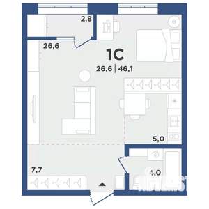 2-к квартира, вторичка, 46м2, 5/9 этаж