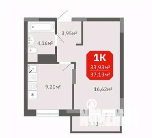 1-к квартира, строящийся дом, 34м2, 6/17 этаж