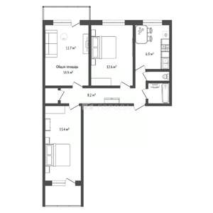 3-к квартира, вторичка, 60м2, 7/9 этаж