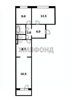 3-к квартира, вторичка, 59м2, 1/10 этаж