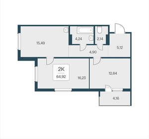 2-к квартира, вторичка, 65м2, 10/17 этаж