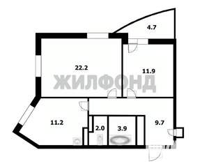 2-к квартира, вторичка, 63м2, 7/25 этаж