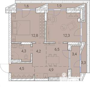 3-к квартира, вторичка, 60м2, 7/25 этаж