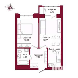 2-к квартира, вторичка, 48м2, 19/25 этаж