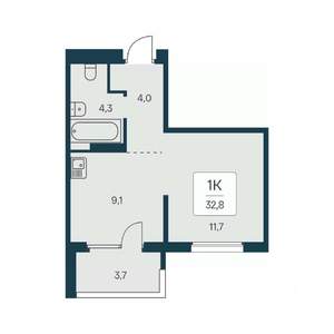 1-к квартира, вторичка, 33м2, 16/17 этаж