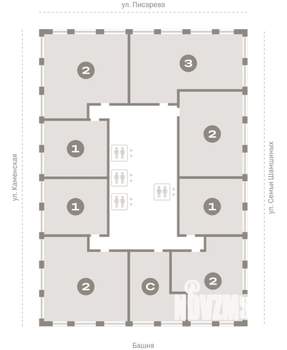 2-к квартира, вторичка, 67м2, 22/30 этаж