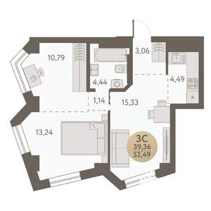 3-к квартира, вторичка, 52м2, 9/31 этаж