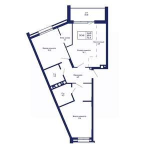 3-к квартира, вторичка, 72м2, 8/14 этаж