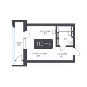 Студия квартира, строящийся дом, 29м2, 29/30 этаж