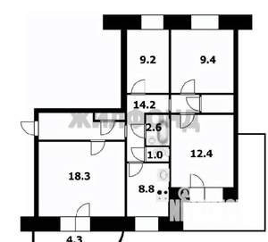 4-к квартира, вторичка, 78м2, 4/10 этаж