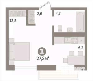 Студия квартира, вторичка, 27м2, 8/9 этаж