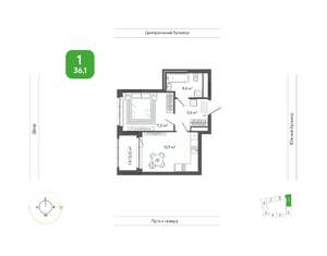 1-к квартира, вторичка, 36м2, 5/14 этаж